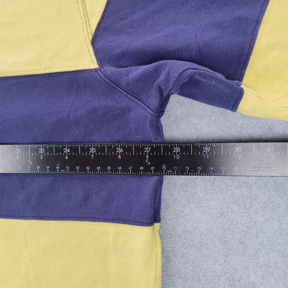 Polo Ralph Lauren Rugby Shirt Mens XL Blue Yellow Striped Elbow Patches Vintage - Picture 6 of 14